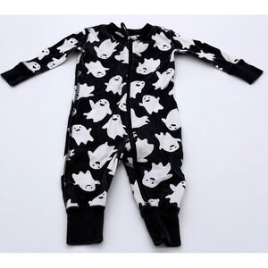 Hanna Andersson Spooky Smiles Ghost Print Halloween Zip Sleeper  3-6mo